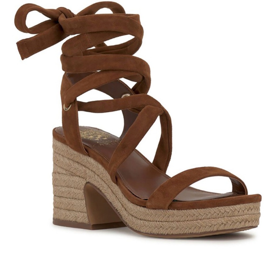 Vince Camuto Roreka Cinnamon Bark Suede Espadrille Sandals Size 8.5 - Picture 11 of 11